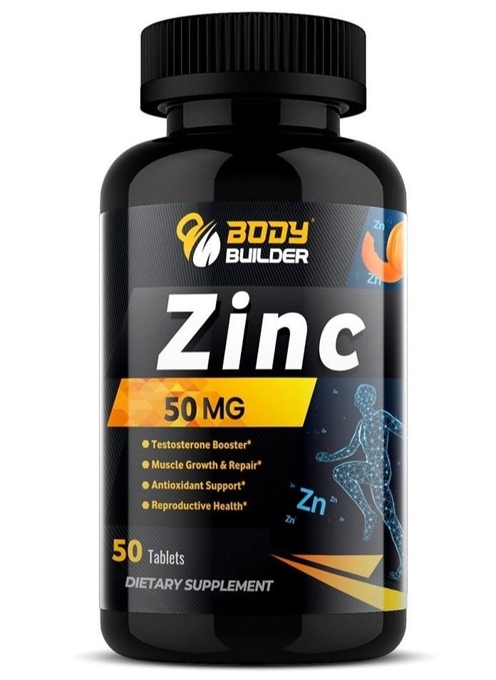 Body Builder Zinc 50 Mg Antioxidant Support Muscle Growth And Repair Strengthen Immunity System 50 Tablets  - Image 1