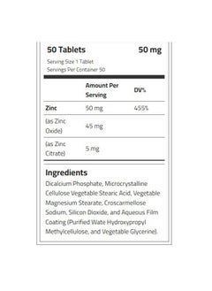 Body Builder Zinc, 50 mg, Antioxidant Support, Muscle Growth & Repair, Strengthen The Immunity System, 50 Tablets  - Image 2