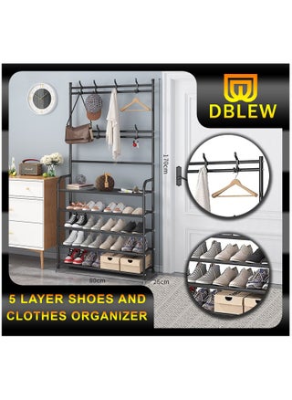Multifunctional Entryway Coat Rack 5 Tier 3 in 1 Hall Tree Shoes Bench with Keys Hat Umbrella Stand Storage Shelves with 8 Hooks Hanger 5 Bottom Layer Organizer - pzsku/Z115B67F5DC4BA080C427Z/45/_/1646905732/863426bb-a6af-4e7d-886e-0116852bc64e