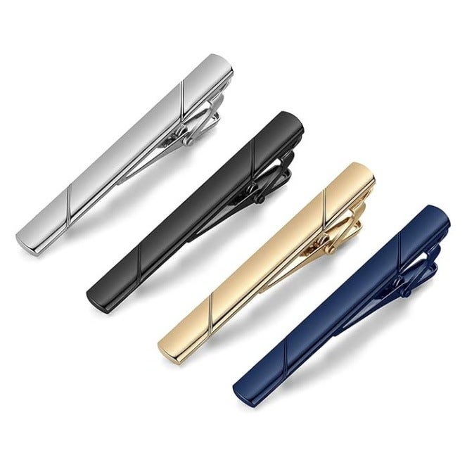 Smooth Twill Tie Clip 4-Piece Copper Tie Clip High-End Fashion Business Tie Clip Smooth Lettering - Image 1