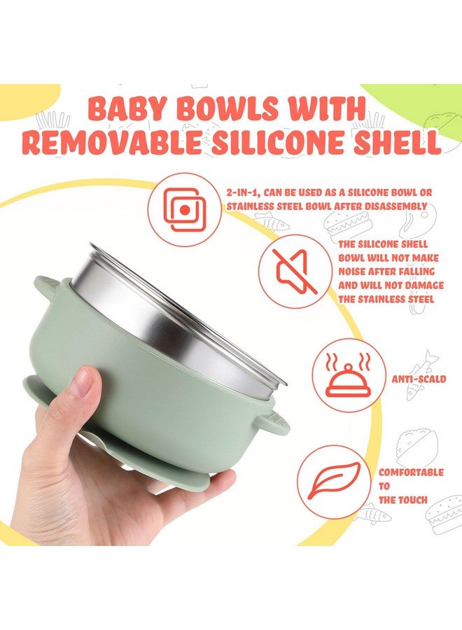 Nuogo 6 Pcs Stainless Steel Baby Bowls with Removable Silicone Shell 304 Toddler Bowls Kids Anti Scald Snack Container for Food Feeding, Dishwasher Safe(Vivid Color,Suction-a) - Image 5