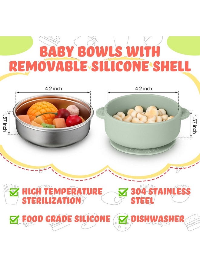 Nuogo 6 Pcs Stainless Steel Baby Bowls with Removable Silicone Shell 304 Toddler Bowls Kids Anti Scald Snack Container for Food Feeding, Dishwasher Safe(Vivid Color,Suction-a) - Image 3