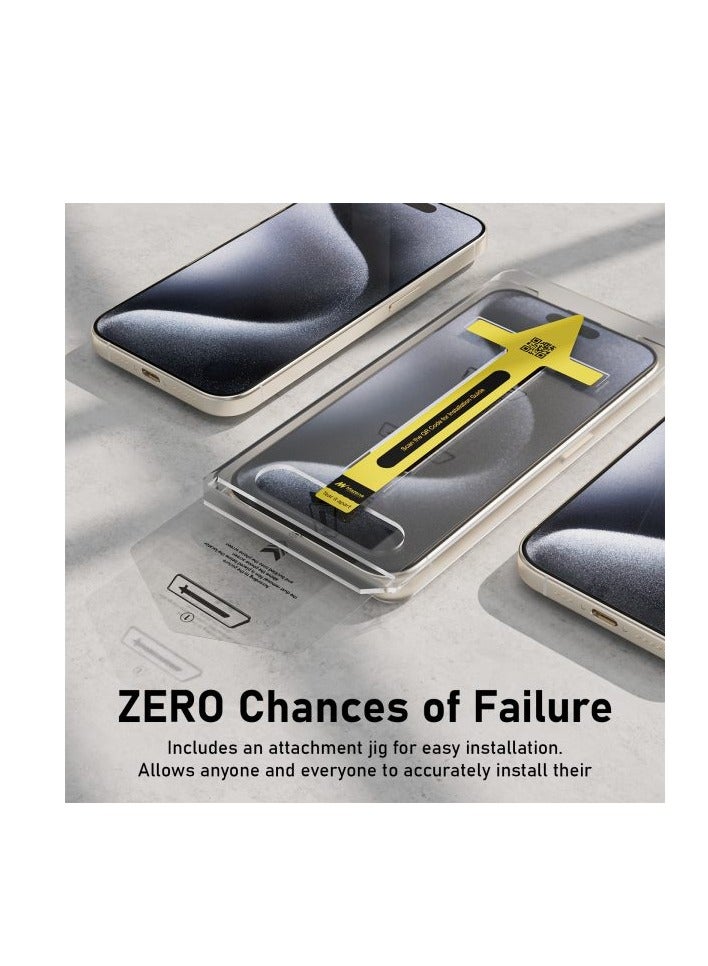 Mezone iPhone 15 Pro Max 6.1-Inch Screen Protector, HD Clear Full Screen Coverage Tempered Glass Film with Applicator, 9H Scratch Resistant & Anti-Fingerprint - Image 2