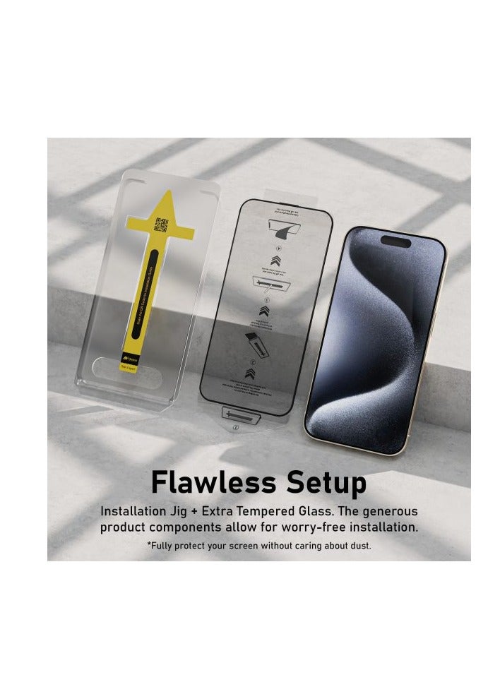 Mezone iPhone 15 Pro Max 6.1-Inch Screen Protector, HD Clear Full Screen Coverage Tempered Glass Film with Applicator, 9H Scratch Resistant & Anti-Fingerprint - Image 3