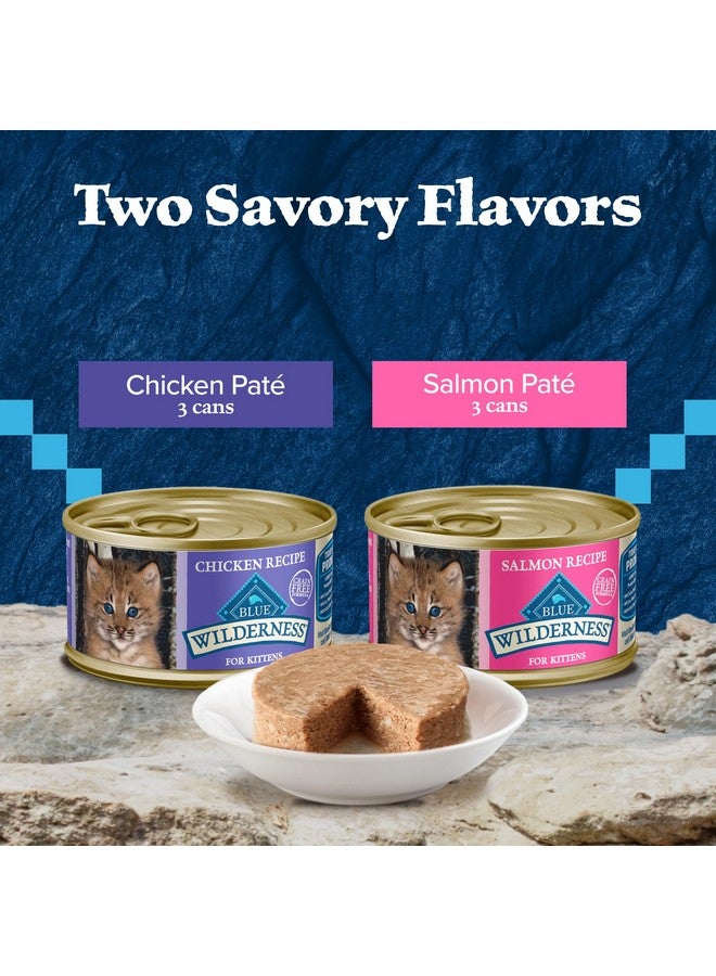 بلو بافلو طعام القطط من Wilderness Kitten Food، مجموعة متنوعة من الأطعمة الرطبة عالية البروتين والخالية من الحبوب، وصفات الدجاج والسلمون، عبوات بحجم 3 أونصات (6 عبوات، 3 عبوات من كل عبوة) - Image 3