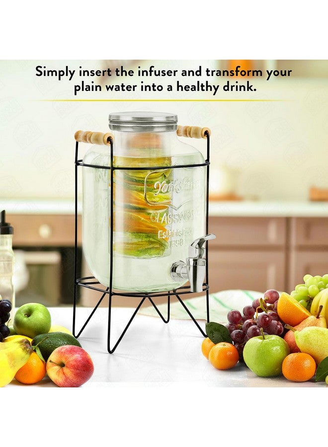 ABOUT SPACE 5 Litre Glass Water Dispenser with Tap, Infuser & Stand - Air Tight Lid Detox Water Jar - Mason Jar - Counter Tabletop Juice, Infused Water Beer Dispenser for Home Restaurant Party - Image 5