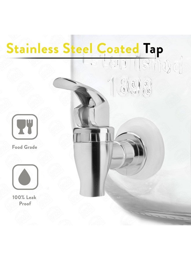 ABOUT SPACE 5 Litre Glass Water Dispenser with Tap, Infuser & Stand - Air Tight Lid Detox Water Jar - Mason Jar - Counter Tabletop Juice, Infused Water Beer Dispenser for Home Restaurant Party - Image 3