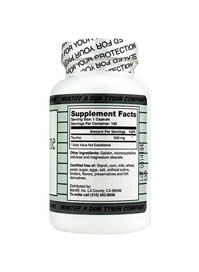 Montiff Pure Taurine 500Mg 100 Capsules - Image 2