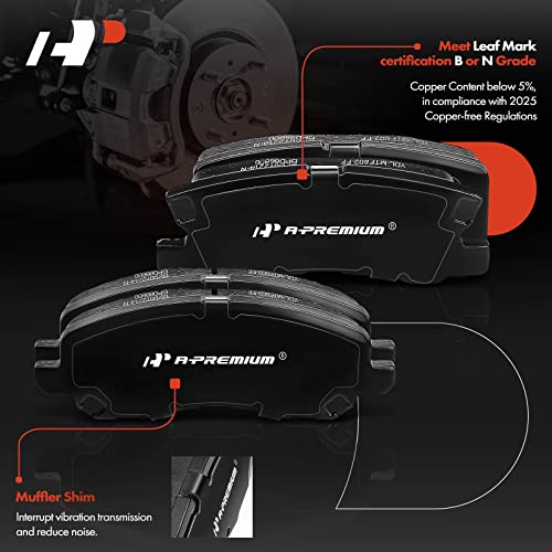 A-Premium Front & Rear Ceramic Disc Brake Pads Set Compatible with Select Chrysler, Dodge, Jeep, Mitsubishi Models - 200, Sebring, Avenger, Compass, Patriot, Lancer, Outlander, Outlander Sport, 8 Pcs - Image 2