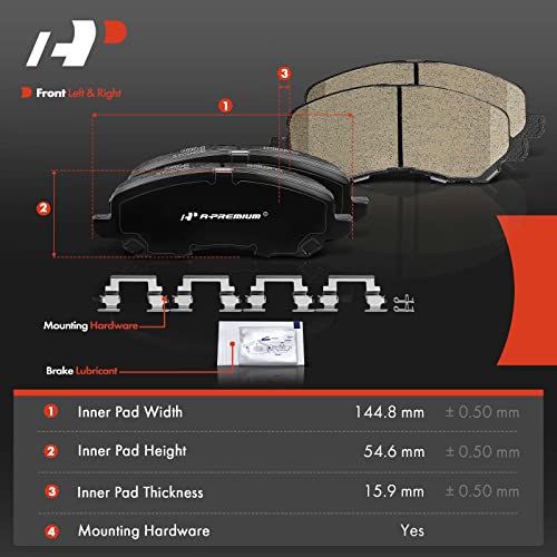 A-Premium Front & Rear Ceramic Disc Brake Pads Set Compatible with Select Chrysler, Dodge, Jeep, Mitsubishi Models - 200, Sebring, Avenger, Compass, Patriot, Lancer, Outlander, Outlander Sport, 8 Pcs - Image 5