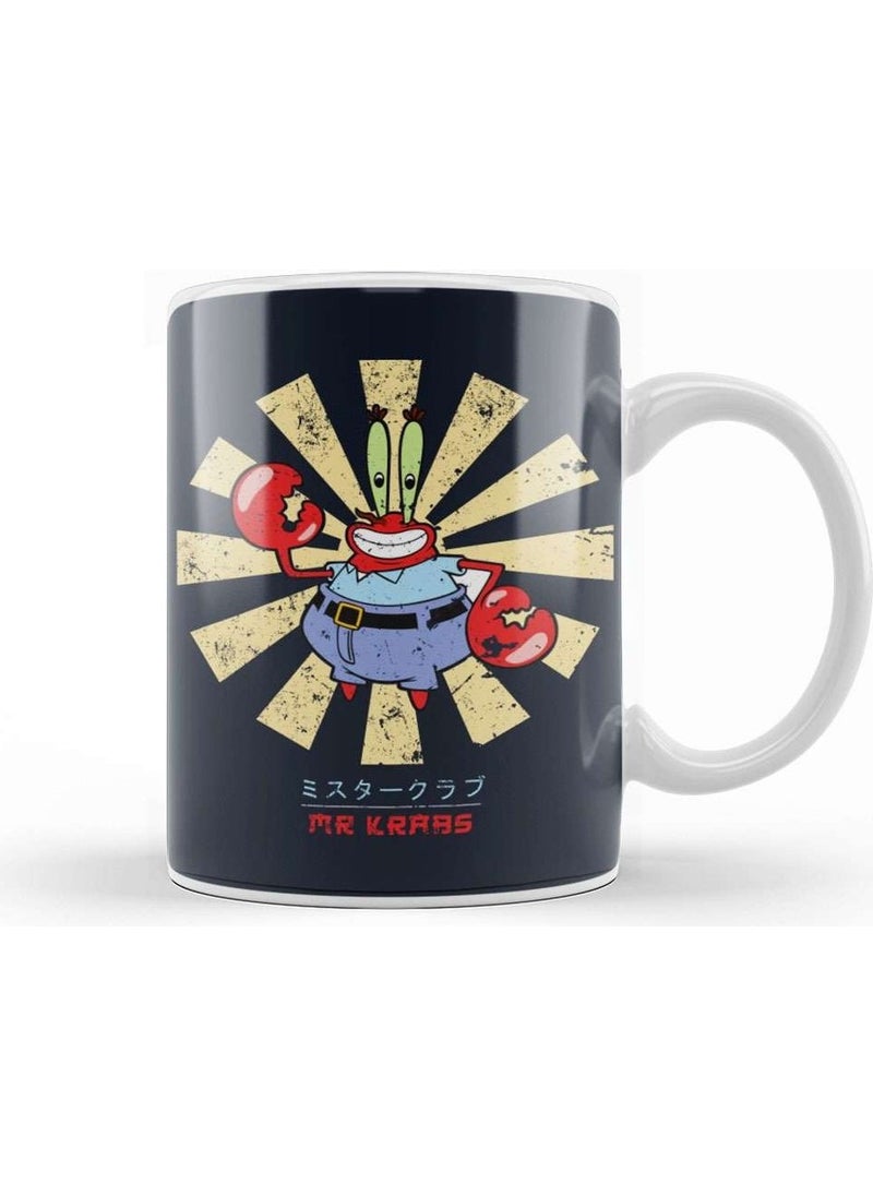 Baskı Dükkanı - Print Shop Mr Krabs Retro Japanese Spongebob Mug Porcelain - Image 1