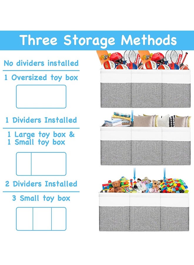 Alruht 150L Foldable Toy Storage Organizer with Lid and Divider, Clothing Box with Lids and Toy Storage Bins for Kids Playroom Nursery, Foldable Clothing Chest, Toy Organizer Box for Bedroom, Clothing Storage Box, Gray White - Image 3
