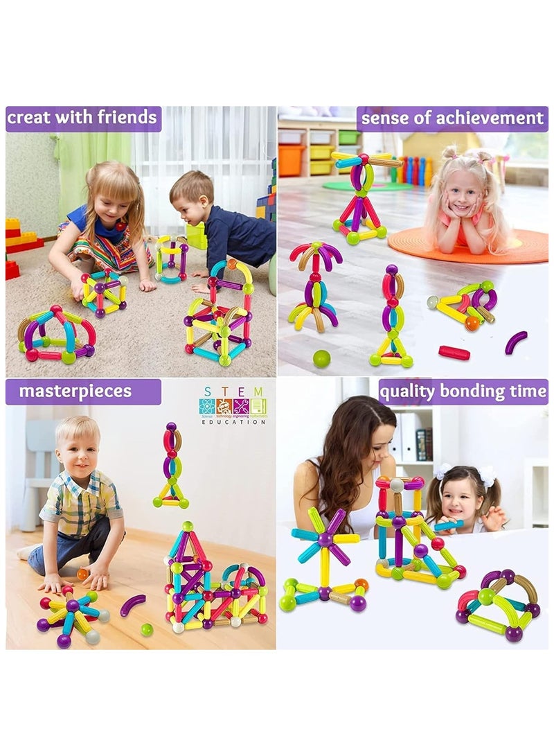 42 PCS Magnetic Building Blocks Toy, Stacking Magnetic Stick Rods and Ball Toys, Educational Construction Puzzle for Kids - Image 3