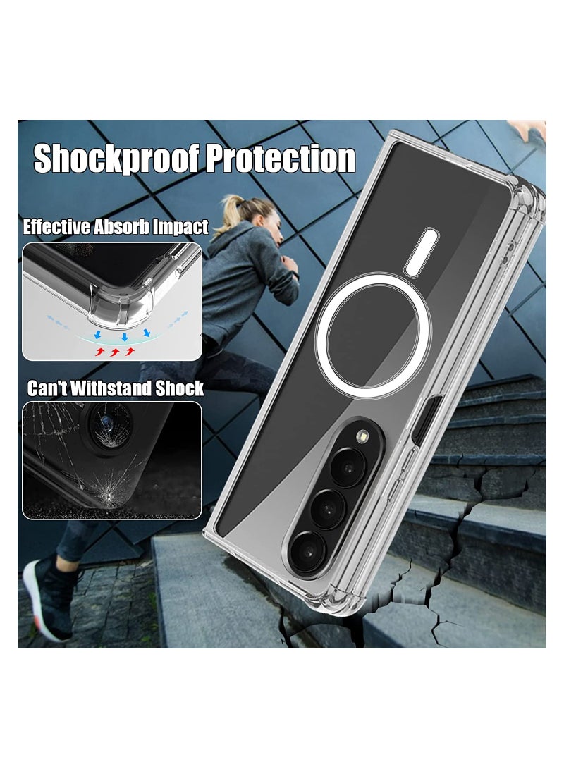 DUSALA Samsung Galaxy Z fold 4 Clear Magnetic Cover Mag Safe Compatible Clear Hard Back Case Shockproof TPU Frame Edge Bumper Hard PC Back Slim Transparent Case for Samsung Galaxy Z fold 4 - Image 5