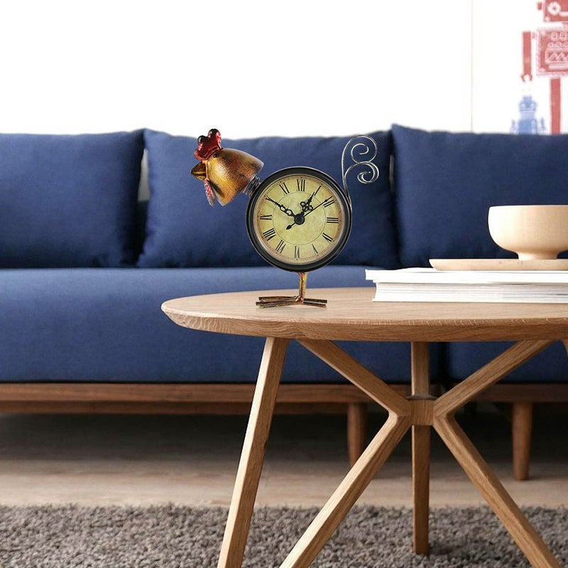 🏠 ساعة حائط بتصميم دجاجة فنية من الحديد لموني Brown 15x5x15 سم للزينة المنزلية قطعة واحدة - Image 1