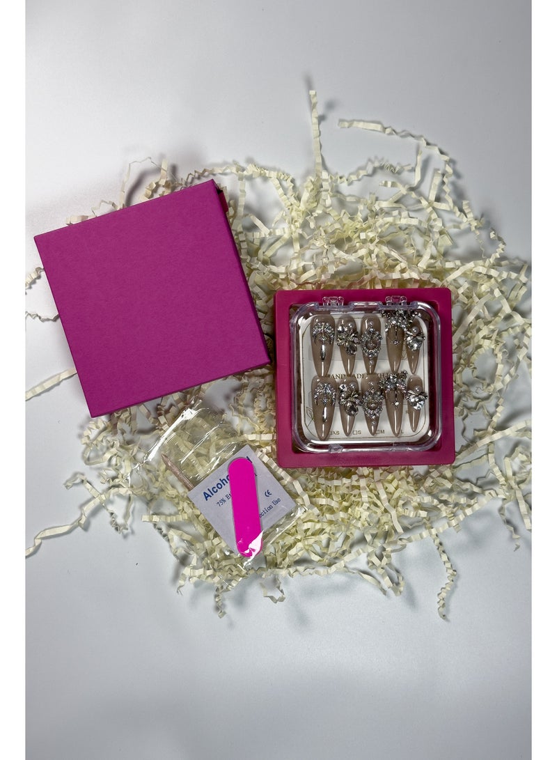 Generic 【Luxury 3D Press-On Nails】200+ Swarovski Crystals | Handcrafted Set | Light-Adaptive | No UV | Full Kit  - Image 4