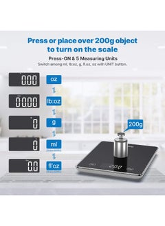 Kitchen Scale, Smart Food Scale with Nutritional Calculator, Food Weight Scale Grams and Ounces, Digital Gram Scale for Cooking Baking Keto Marco Diet, Black Glass, 22lb/10kg