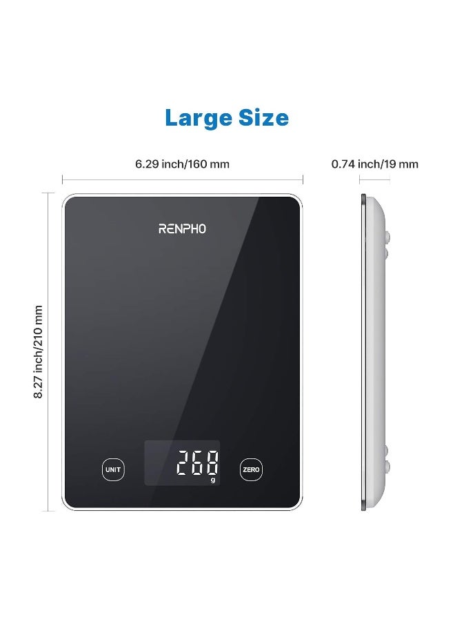 RENPHO Kitchen Scale, Smart Food Scale with Nutritional Calculator, Food Weight Scale Grams and Ounces, Digital Gram Scale for Cooking Baking Keto Marco Diet, Black Glass, 22lb/10kg  - Image 3