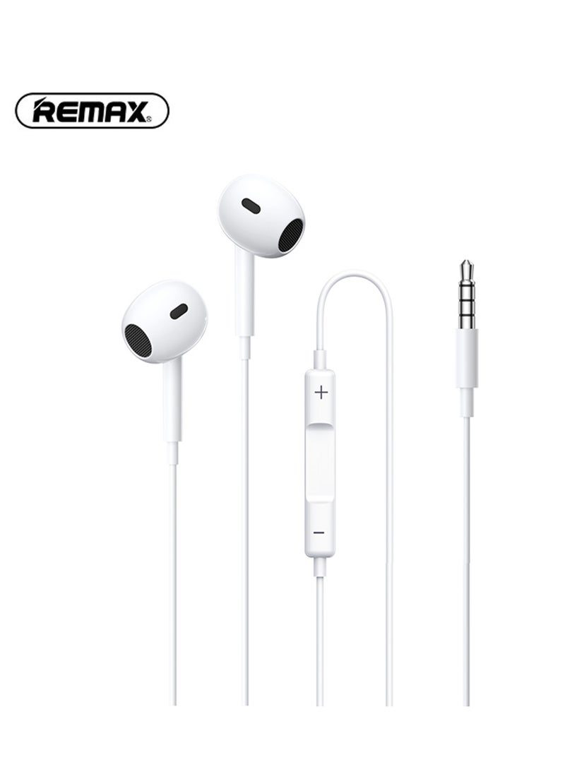 REMAX - RM570 Wired Earphones with 3.5mm, Headphone, Earbuds, Built-in Microphone & Volume Control for Music and Call, Phones and Computer, Desktop, White - Image 1
