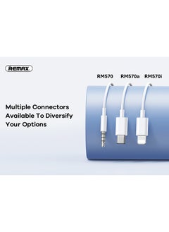 REMAX RM570 Wired Earphones with 3.5mm, Headphone, Earbuds, Built-in Microphone & Volume Control for Music and Call, Phones and Computer, Desktop, White  - Image 4