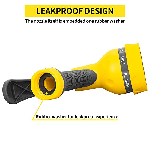 AUTOMAN-Garden-Hose-Nozzle,ABS Water Spray Nozzle with Heavy Duty 7 Adjustable Watering Patterns,Slip Resistant for Watering Plants,Lawn& Garden,Washing Cars,Cleaning,Showering Pets - Yellow - Image 3