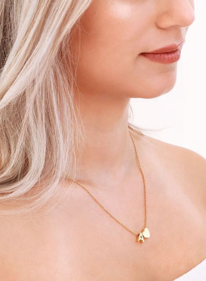 Unique women necklace with heart and letter A design elegant necklace gold color  - Image 1