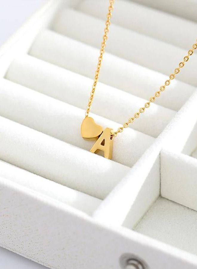 Unique women necklace with heart and letter A design elegant necklace gold color  - Image 2