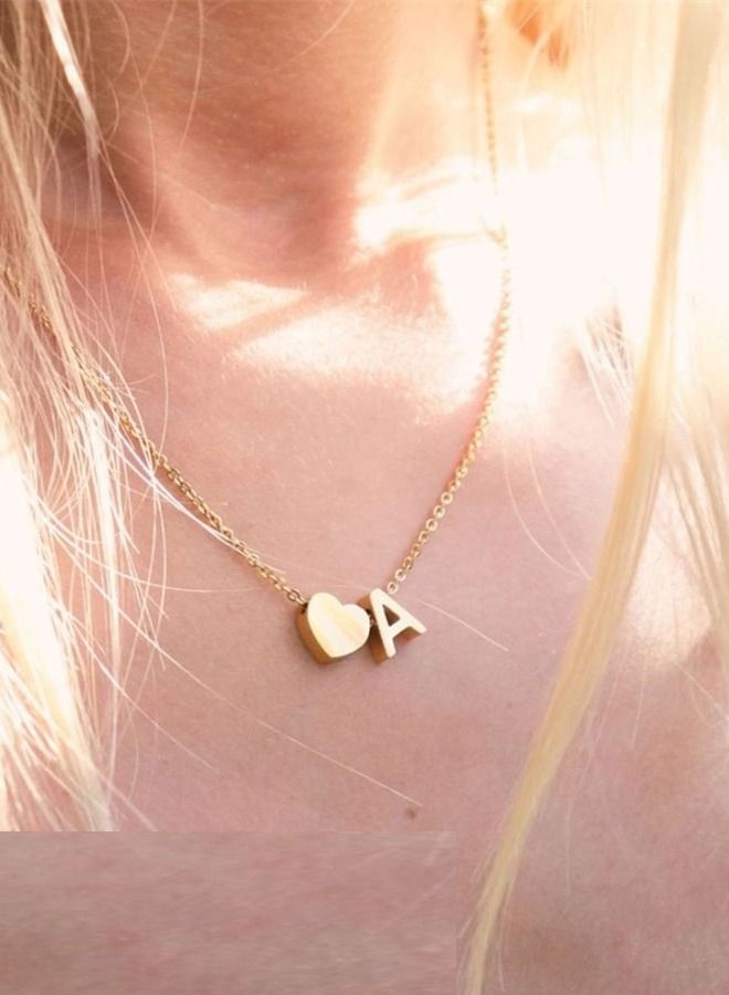Unique women necklace with heart and letter A design elegant necklace gold color  - Image 4