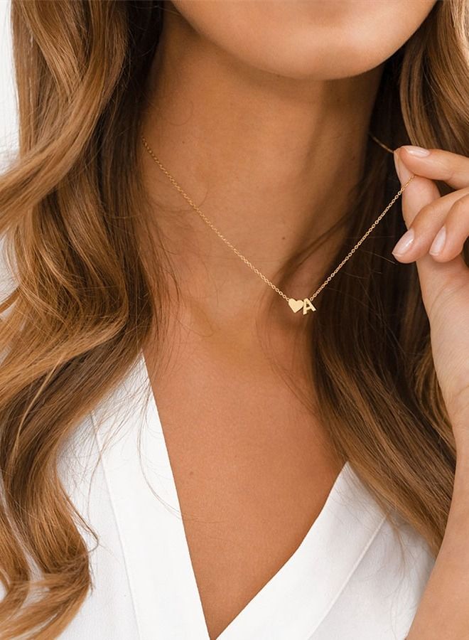 Unique women necklace with heart and letter A design elegant necklace gold color  - Image 3