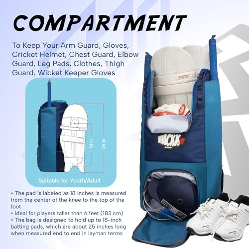 WHACKK Hammond 73L Unisex Cricket Kit Bag|Adult Size|2 Bat|Shoe/Helmet Pocket|Main Compartment 20" Leg Pad|2 Bottle Holder|Easy Access Pocket|Player Edition Senior - Image 2