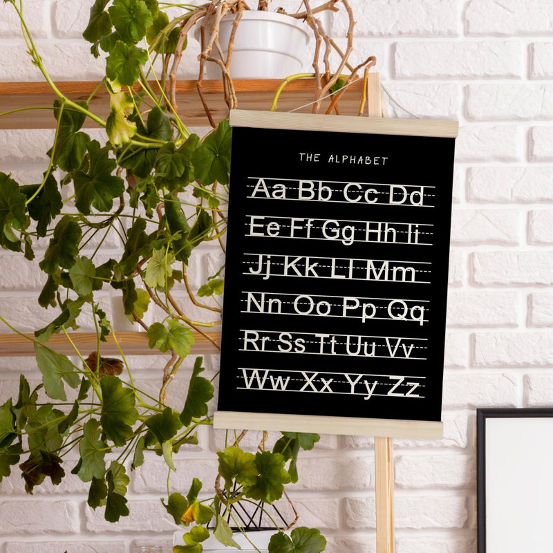 HRQKO Black Alphabet Numbers Poster Hanger Frame Set of 2  Nursery Wall Decor  ABC Poster Wall Art with Wooden Frames  Alphabet Banner Wall Hanging Decor for Playroom Boy Toddler Room  12x16 Inch - Image 3