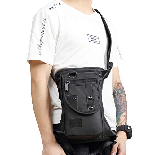 KPYWZER Outdoor Thigh Drop Leg Bag for Men Women Waist Fanny Pack Motorcycle Ride Crossbody Shoulder Riding Travel Hiking Tactical Cycling Black - Image 3