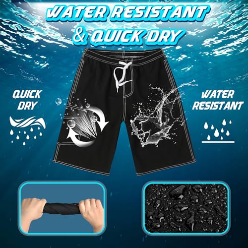 Srnede Mens Swim Trunks Swimming Trunks Swim Shorts Quick Dry 11 Inch with Mesh Lining Funny Swimwear Bathing Suits Black - Image 3