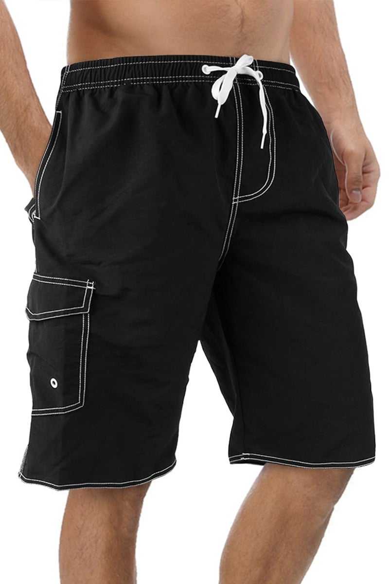Srnede Mens Swim Trunks Swimming Trunks Swim Shorts Quick Dry 11 Inch with Mesh Lining Funny Swimwear Bathing Suits Black - Image 1