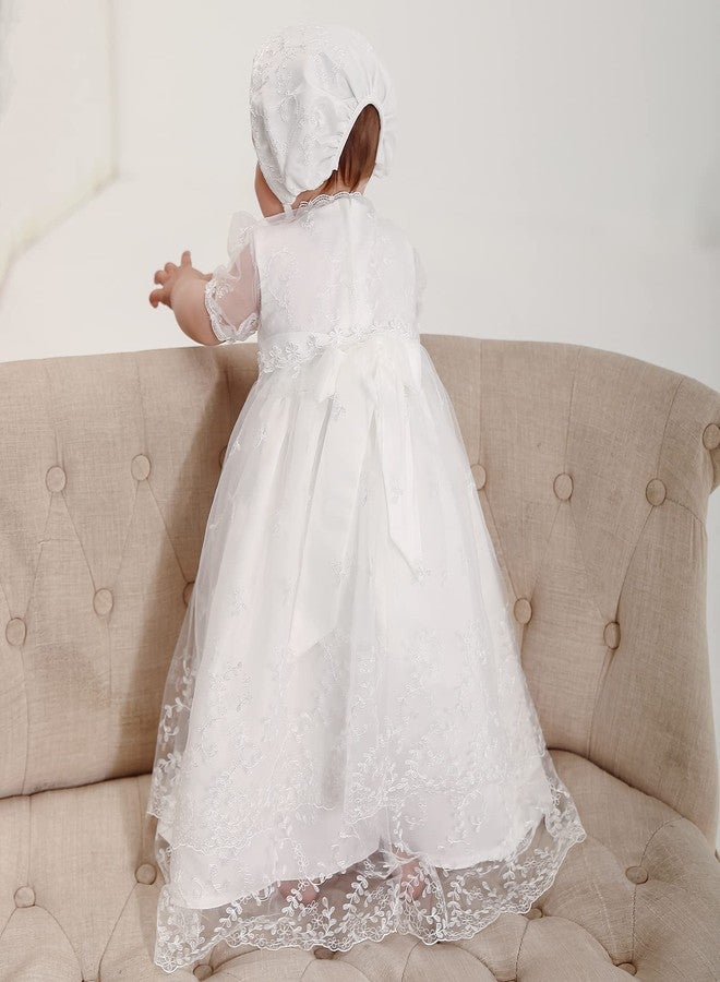 DPKM Baby Girls Christening Dress 4PCS Newborn Tulle Baptism Gown Outfit for Birthday Party - Image 5