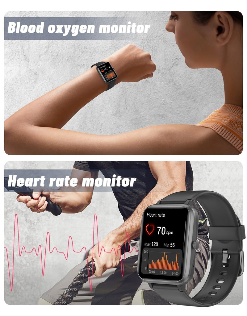 GRV Smart Watch for iOS and Android Phones (Answer/Make Calls), Watches for Men Women IP68 Waterproof Smartwatch Fitness Tracker Watch with Heart Rate/Sleep Monitor Steps Calories Counter (Black) - Image 4