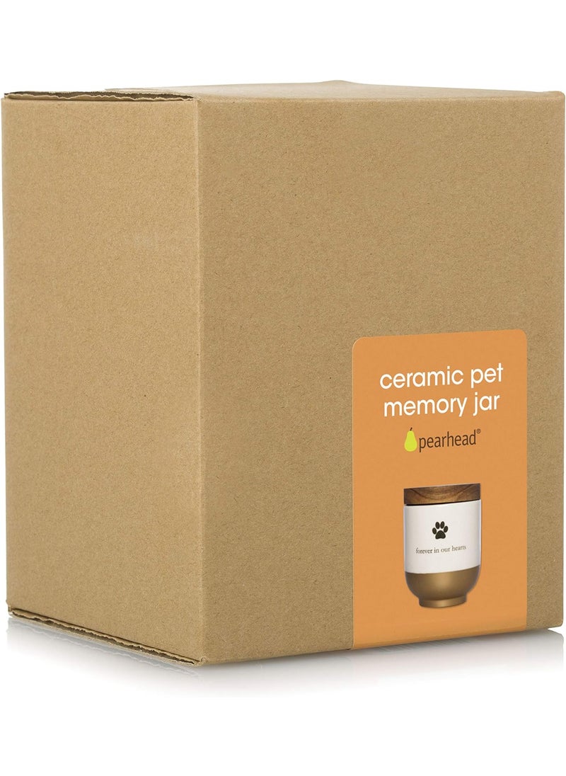 pearhead Pearhead Pet Ceramic Forever in Our Hearts Urn Pet Memorial Dog Or Cat Keepsake Urn Rainbow Bridge Gold  - Image 4