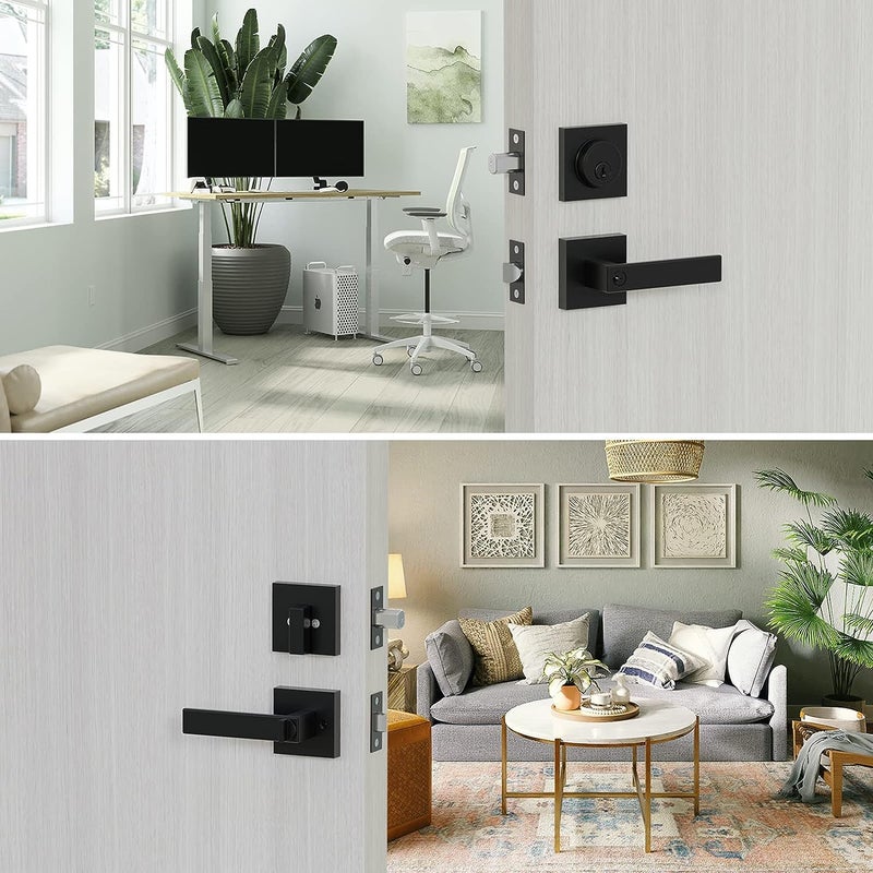 HIDALIFE Front Door Lock Set,Keyed Alike Heavy Duty Exterior Door Lock Set,Entry Door Handle and Single Cylinder Deadbolt Combo for Office and Home Security, Reversible for Right and Left Side, Matte Black - Image 5