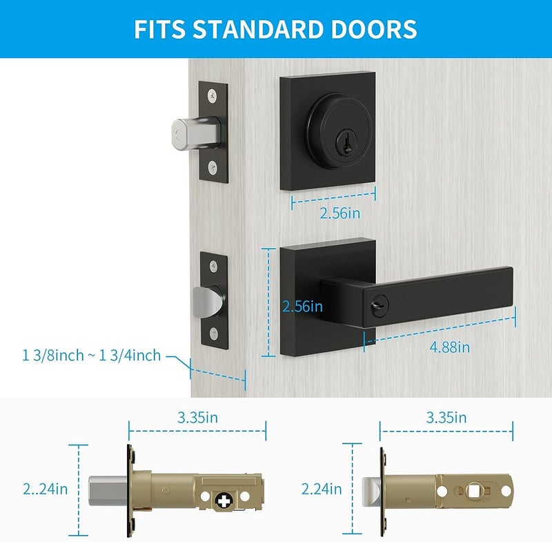 HIDALIFE Front Door Lock Set,Keyed Alike Heavy Duty Exterior Door Lock Set,Entry Door Handle and Single Cylinder Deadbolt Combo for Office and Home Security, Reversible for Right and Left Side, Matte Black - Image 4