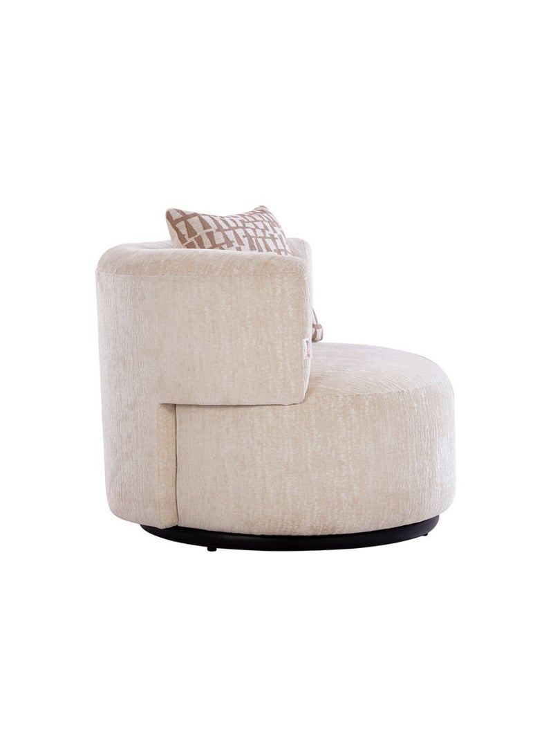 DANUBE HOME Leeds 1 Seater Fabric  Arm Chair 1 Seater Sofa | Armchair | Modern Design Single Seater Accent Chair | Comfortable Living Room Furniture L96xW95xH77.5cm - Light Ivory  - Image 3