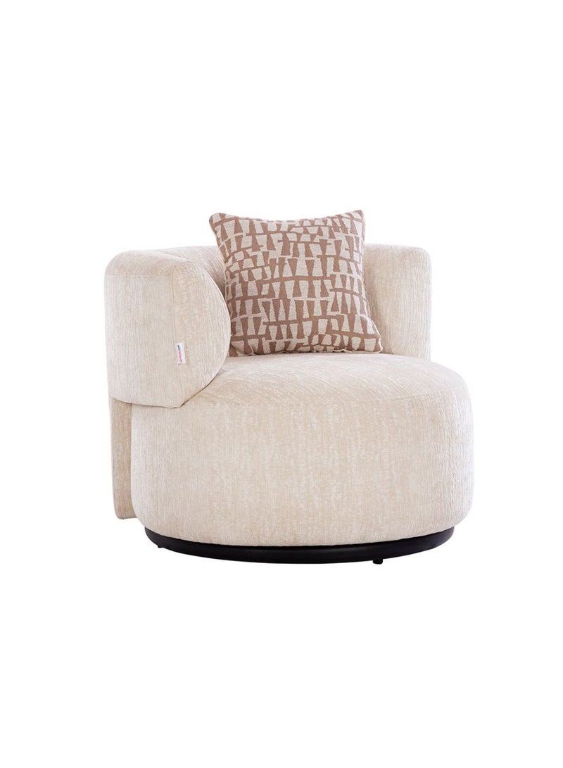 DANUBE HOME Leeds 1 Seater Fabric  Arm Chair 1 Seater Sofa | Armchair | Modern Design Single Seater Accent Chair | Comfortable Living Room Furniture L96xW95xH77.5cm - Light Ivory  - Image 2