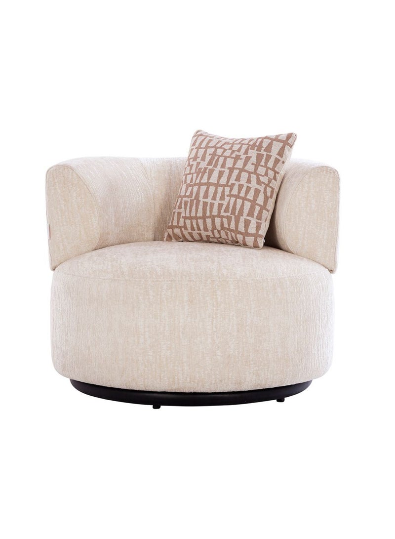DANUBE HOME Leeds 1 Seater Fabric  Arm Chair 1 Seater Sofa | Armchair | Modern Design Single Seater Accent Chair | Comfortable Living Room Furniture L96xW95xH77.5cm - Light Ivory  - Image 1