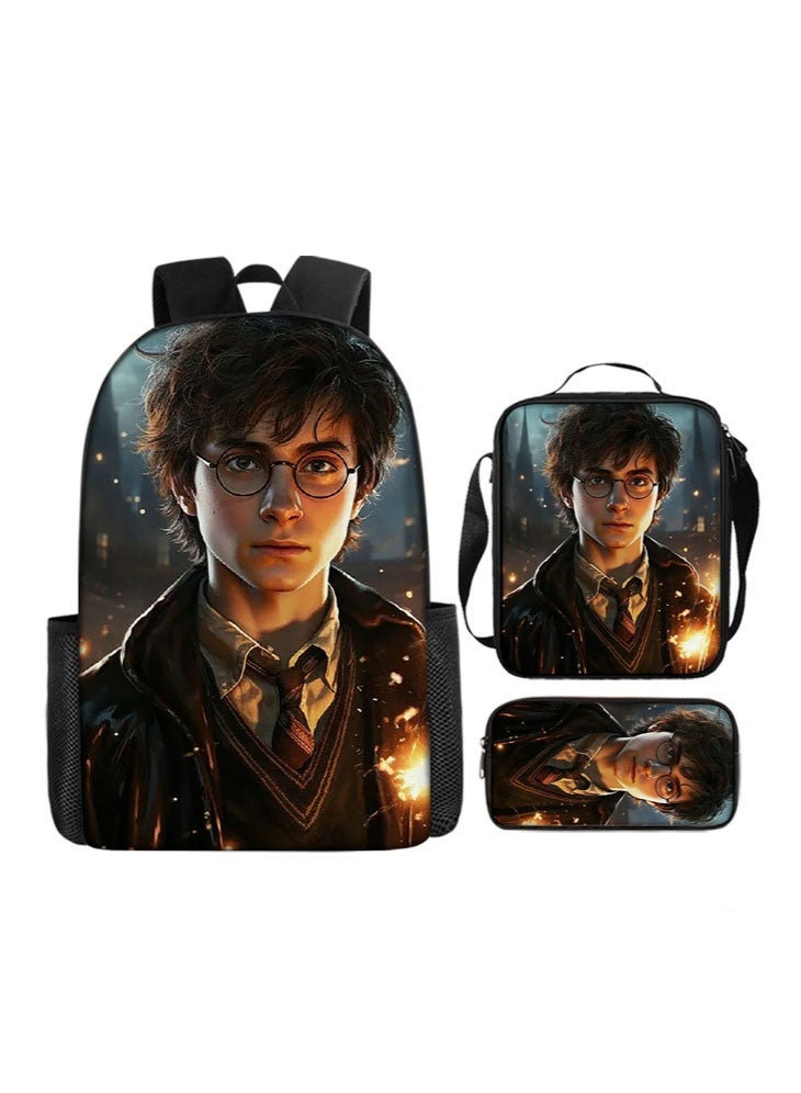 Harry Potter backpack pencil case Satchel three-piece suit men and women leisure sports travel backpack student school backpack - Image 1