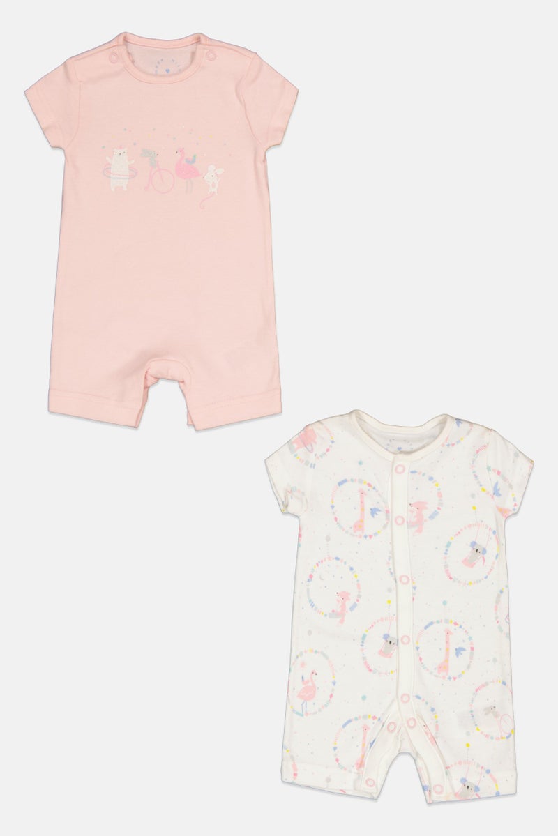 mothercare Toddlers Girl 2 Pieces Allover Print Romper, Multicolor - Image 1