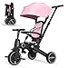 Bebehoo Tricycle Stroller for ToddlerFoldable Baby TricycleKids Balance Bike with Push HandleToddlers Stroller Bike with 1 to 5 Years7in1 Push Tricycle Bike for Kids Pink - Image 3