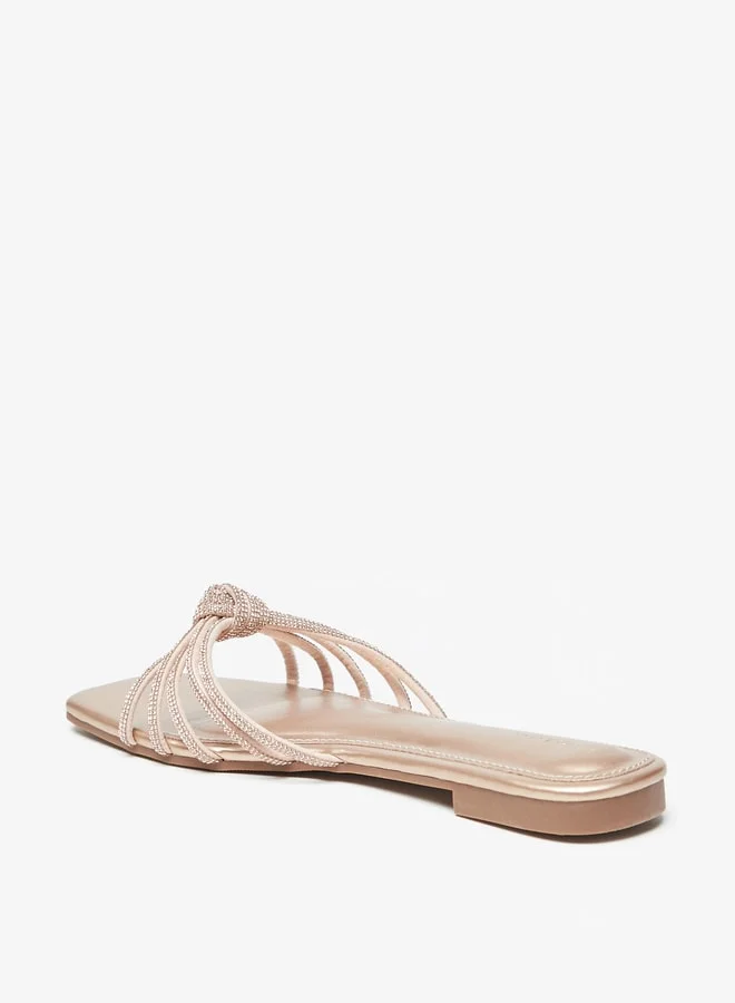 فلورا بيلا من شو إكسبرس Women's Embellished Slip-On Sandals With Knot Detail