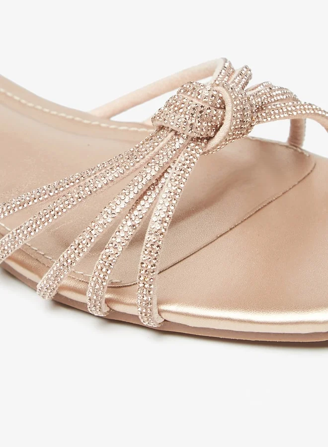 فلورا بيلا من شو إكسبرس Women's Embellished Slip-On Sandals With Knot Detail