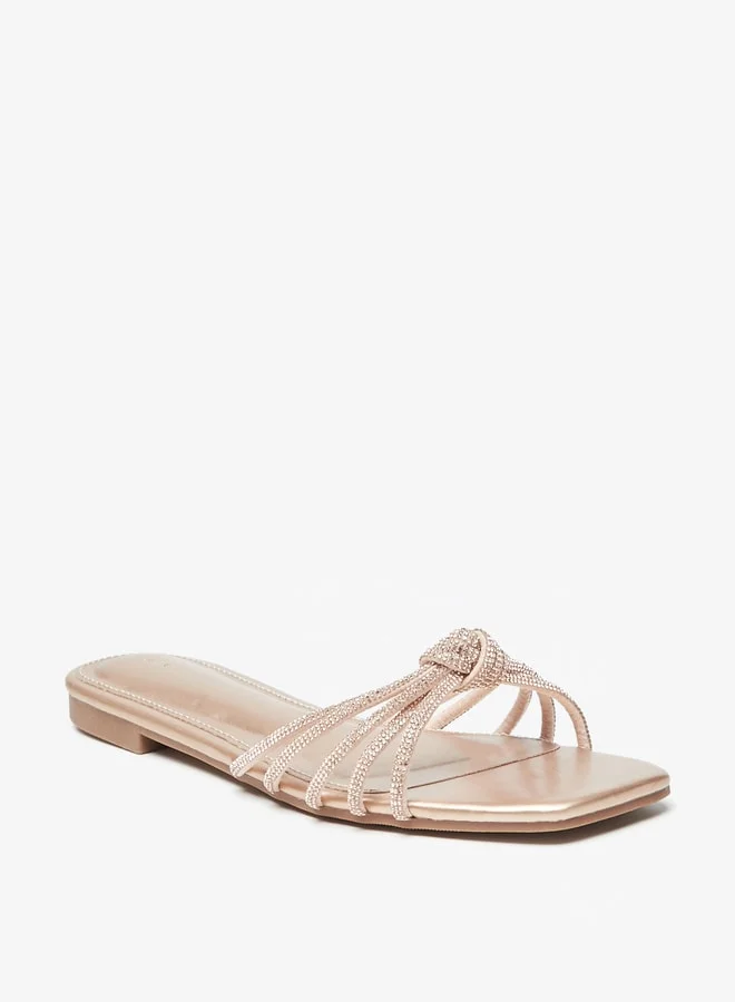 فلورا بيلا من شو إكسبرس Women's Embellished Slip-On Sandals With Knot Detail