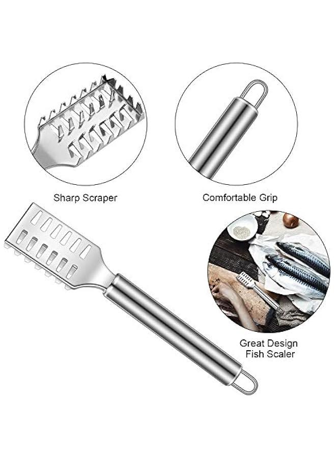 Honoson 4 Pieces Stainless Steel Fish Scale Remover Cleaner Kitchen Scaler Fish Skin Graters Cleaning Peeler Scaler Scraper with Bottle Opener for Kitchen Cleaning Tools - Image 4