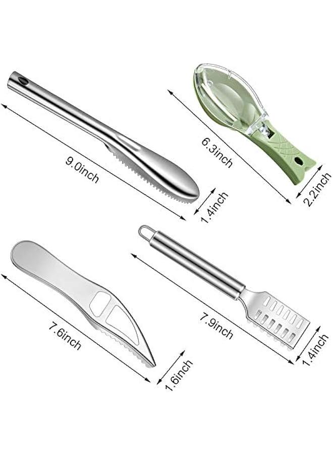 Honoson 4 Pieces Stainless Steel Fish Scale Remover Cleaner Kitchen Scaler Fish Skin Graters Cleaning Peeler Scaler Scraper with Bottle Opener for Kitchen Cleaning Tools - Image 2